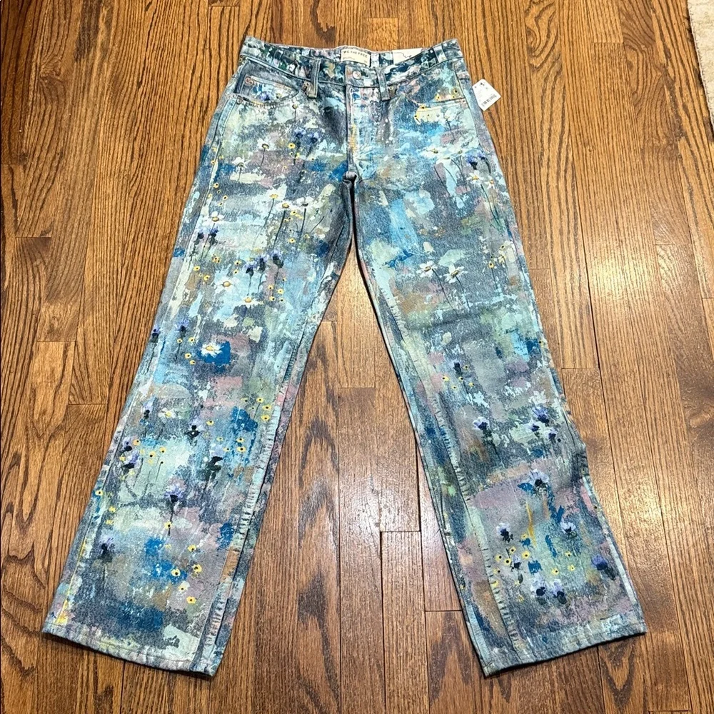 Free People We the Free Tennessee Illusions Low Rise Jeans Floral Canvas - Picture 9 of 9